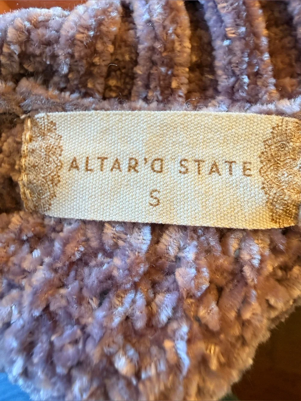 S51 - Altar'd State Lavender Waffle-Knit Crewneck Sweater